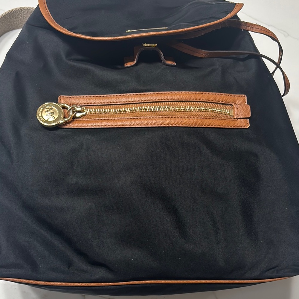 Michael Kors Black and Tan Backpack with Leather Accents - Picture 7 of 13